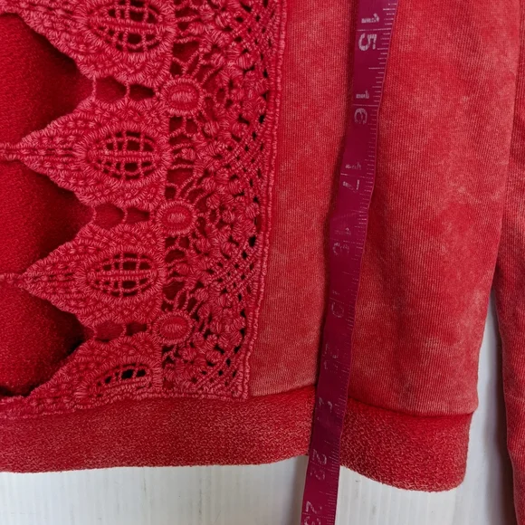 FRESHWEAR crochet lace back red Sweatshirt - Picture 8 of 9